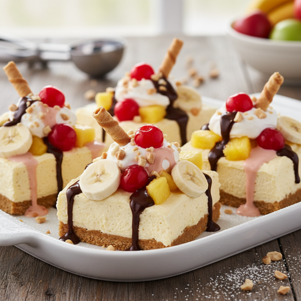 Delightfully Light Banana Split Dessert Bars recipe