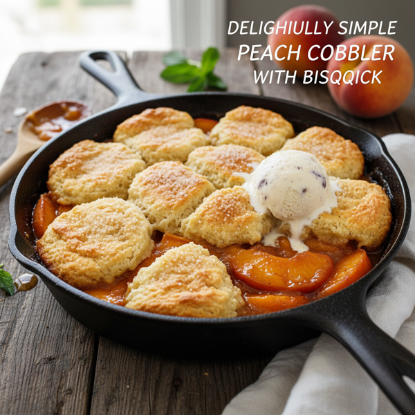 Delightfully Simple Peach Cobbler with Bisquick recipe
