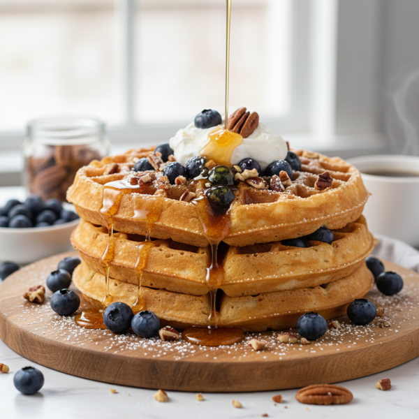 Deluxe Blueberry Pecan Waffles recipe