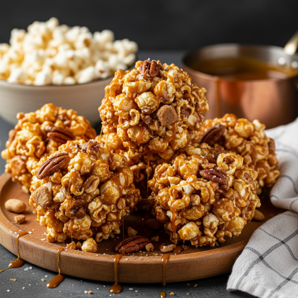 Deluxe Caramel Crunch Popcorn Balls recipe