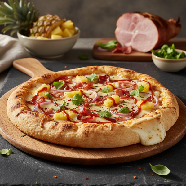 Deluxe Cheese-Stuffed Hawaiian Tortilla Pizza recipe