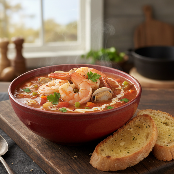 Deluxe Manhattan Clam Chowder with Shrimp recipe