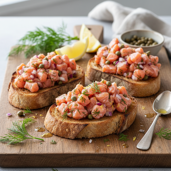Dill-Infused Salmon Tartare on Toast recipe
