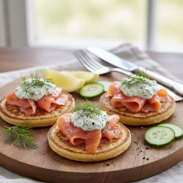 Dill-Infused Smoked Salmon Blinis Delight recipe