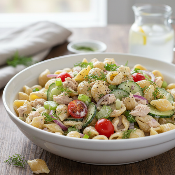Dill Tuna Shell Salad Delight recipe
