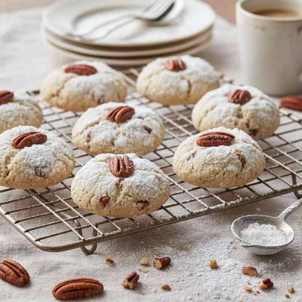 Divine Powdered Sugar Pecan Cookies recipe