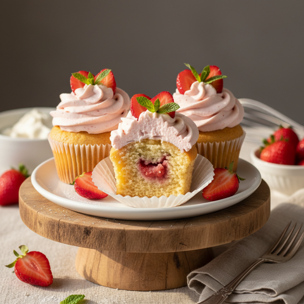 Divine Strawberry Mascarpone Cupcakes recipe