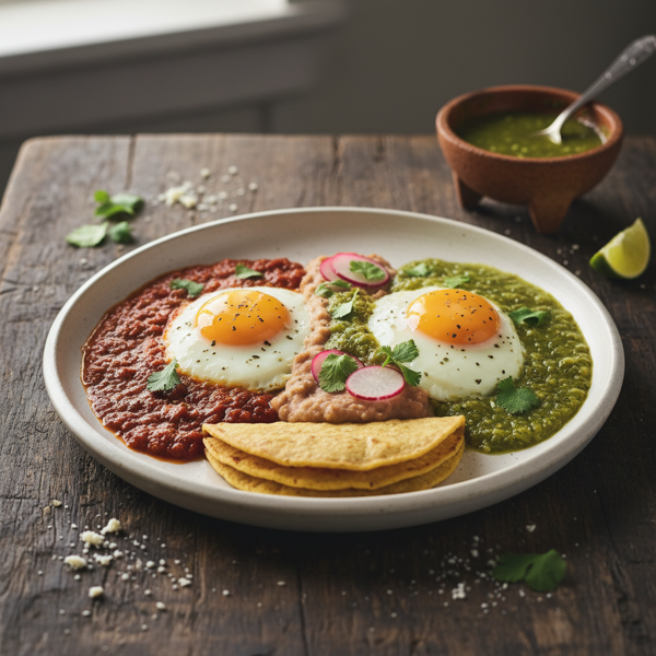Divorced Eggs with Red and Green Salsa recipe