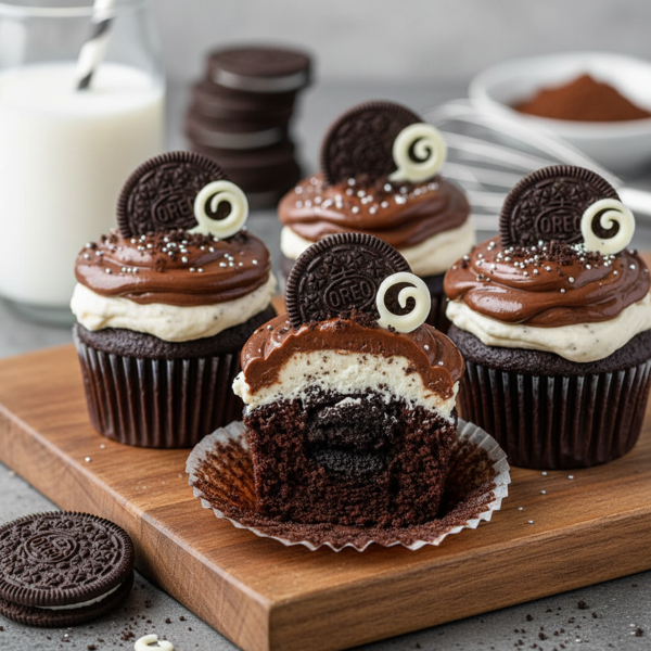 Double Decker Oreo Delight Cupcakes recipe