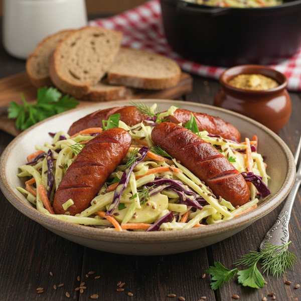 Dutch Comfort Cabbage Slaw with Sausages recipe