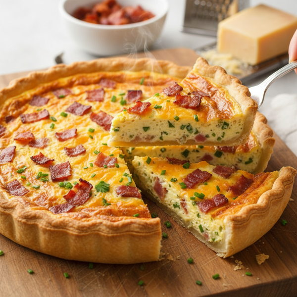 Easy Bacon and Cheddar Quiche recipe