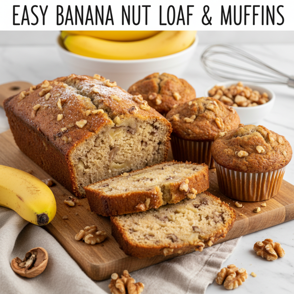 Easy Banana Nut Loaf and Muffins recipe