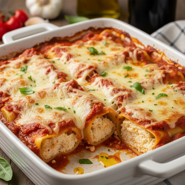 Easy Make-Ahead Chicken Manicotti recipe