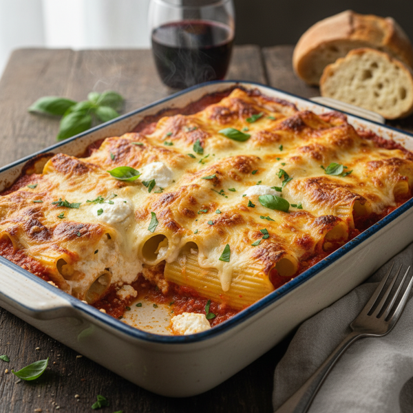 Easy No-Boil Cheesy Manicotti recipe