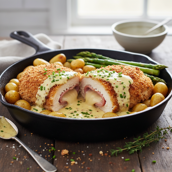 Easy Skillet Chicken Cordon Bleu Delight recipe