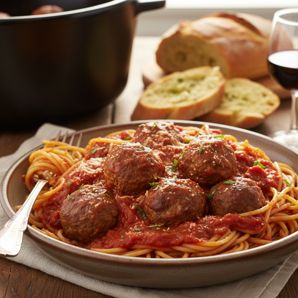 Easy Slow Cooker Spaghetti and Meatballs recipe