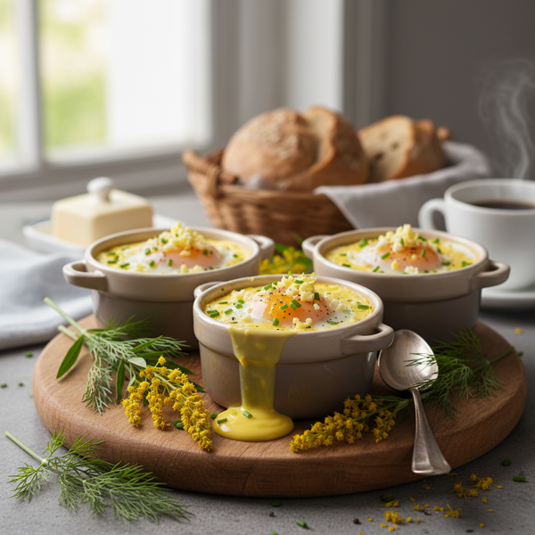 Eggs En Cocotte with Goldenrod Sauce recipe