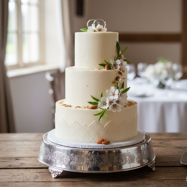 Elegant Almond Sour Cream Wedding Cake recipe