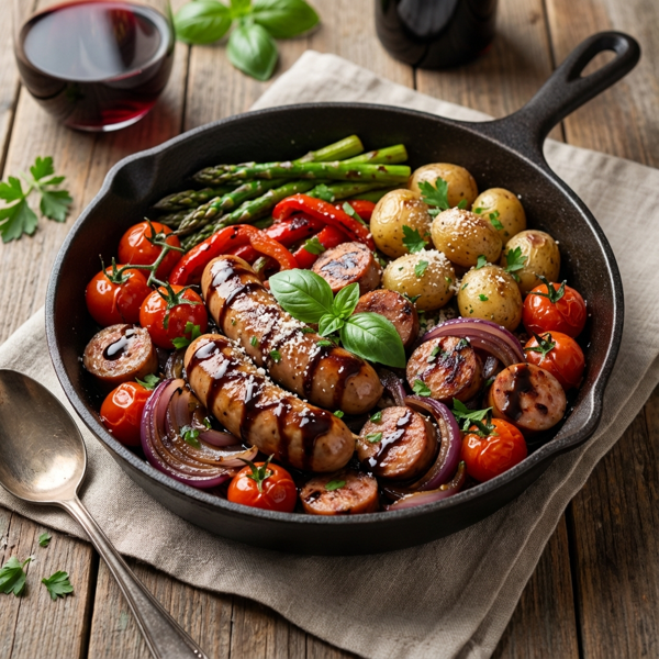 Elegant Balsamic Chicken Sausage Skillet recipe