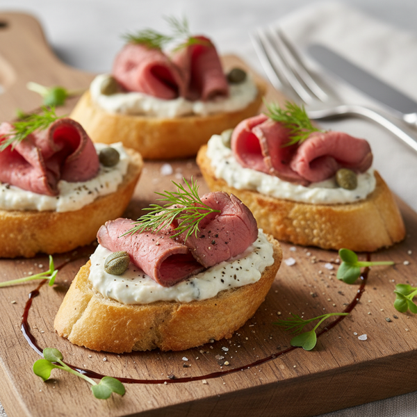 Elegant Beef and Horseradish Crostini recipe