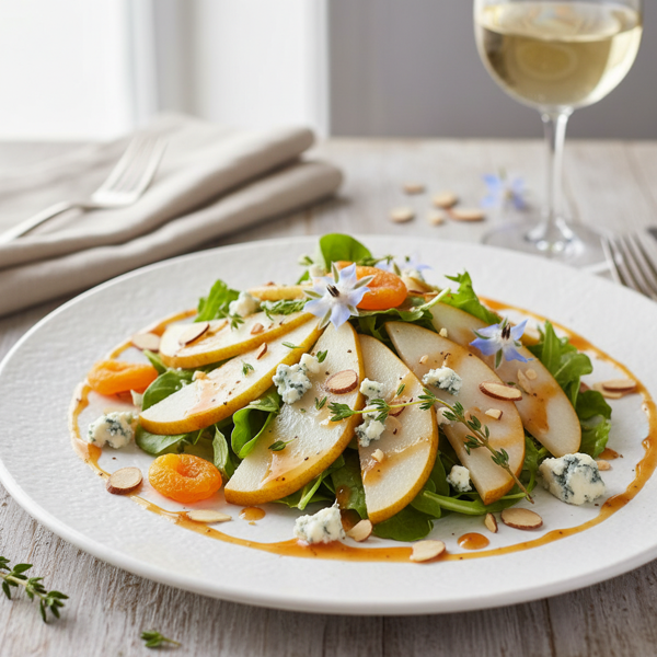 Elegant Blue Cheese and Pear Salad with Apricot Vinaigrette recipe
