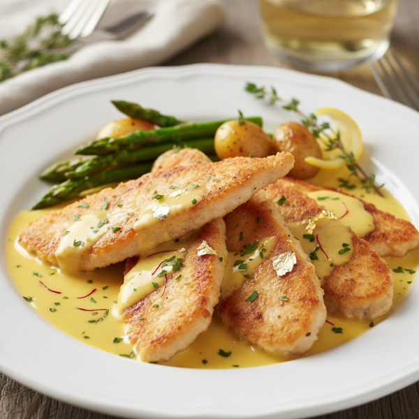 Elegant Chicken Scallopine with Golden Saffron Cream Sauce recipe
