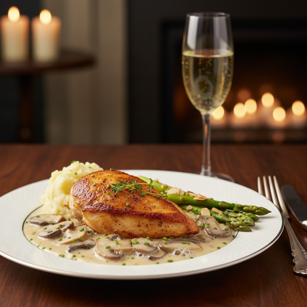 Elegant Chicken with Champagne Mushroom Cream Sauce recipe