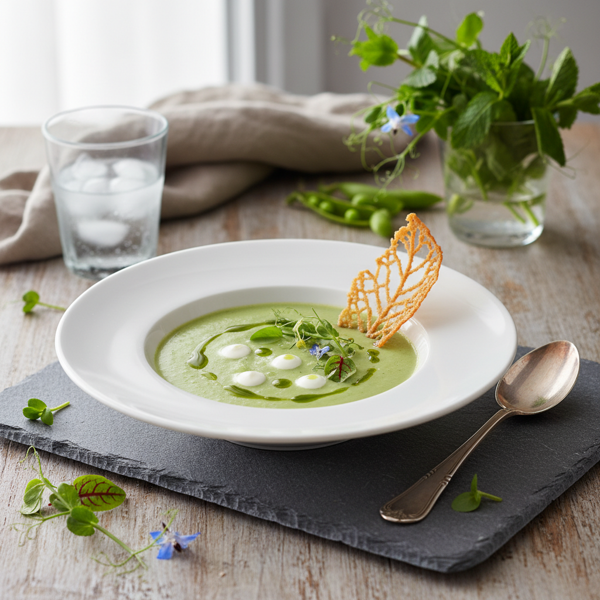 Elegant Chilled Pea and Lettuce Bisque recipe