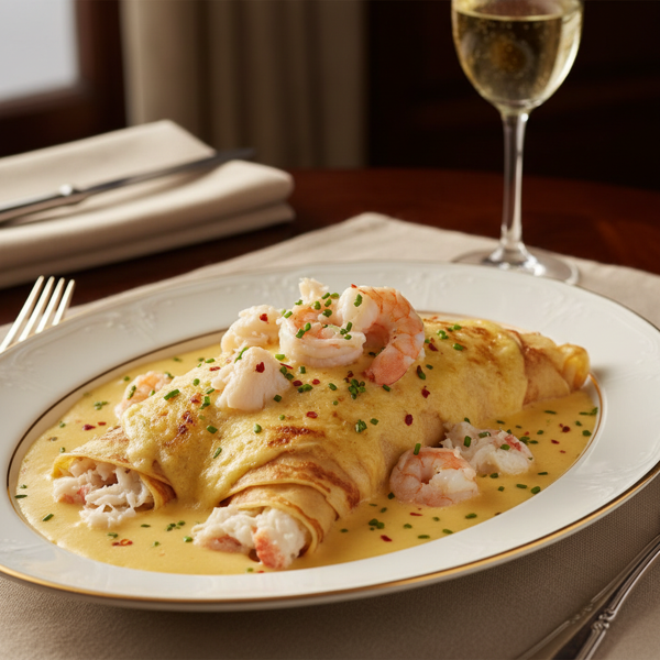 Elegant Crab and Shrimp Crepes with Creamy Mornay Sauce recipe