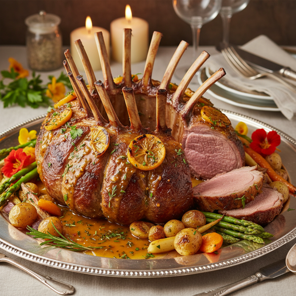 Elegant Crown Roast of Lamb with Herb Citrus Sauce recipe