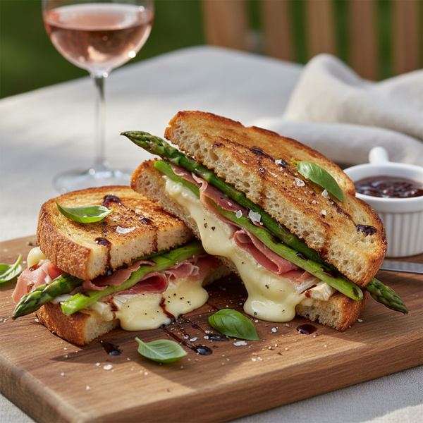 Elegant Grilled Brie Sandwich with Asparagus and Prosciutto recipe