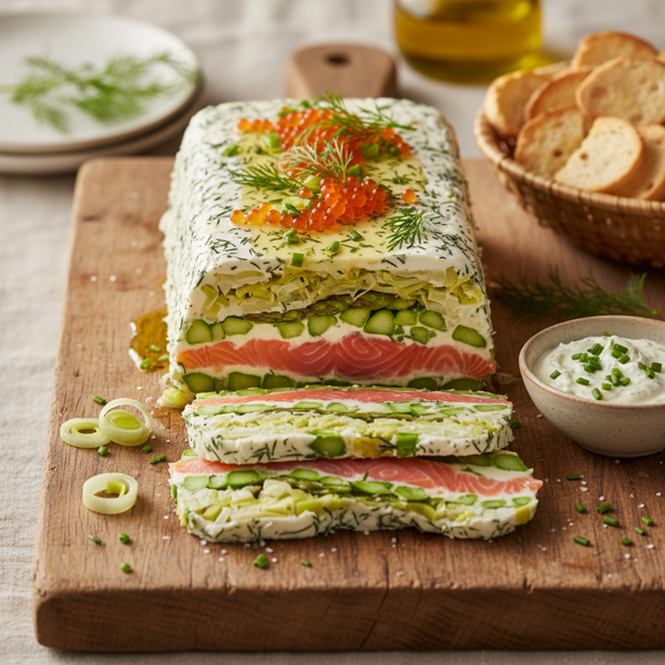 Elegant Leek and Asparagus Smoked Salmon Terrine recipe