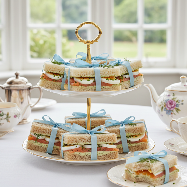 Elegant Ribbon Tea Sandwiches with Gravlax and Egg recipe