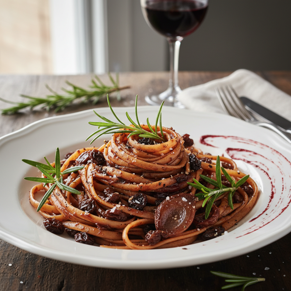 Elegant Rosemary-Infused Red Wine Sauce with Linguine recipe