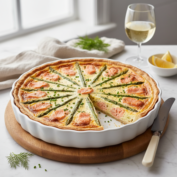 Elegant Salmon Asparagus Quiche recipe