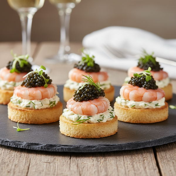Elegant Shrimp Canapes with Caviar recipe