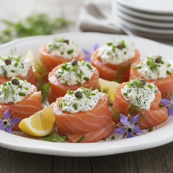 Elegant Smoked Salmon and Herb Cream Cheese Medallions recipe