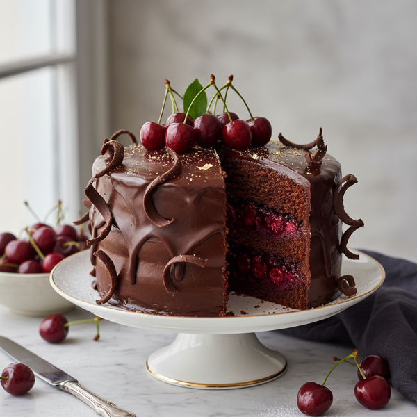 Elegant Sour Cherry Chocolate Cake recipe