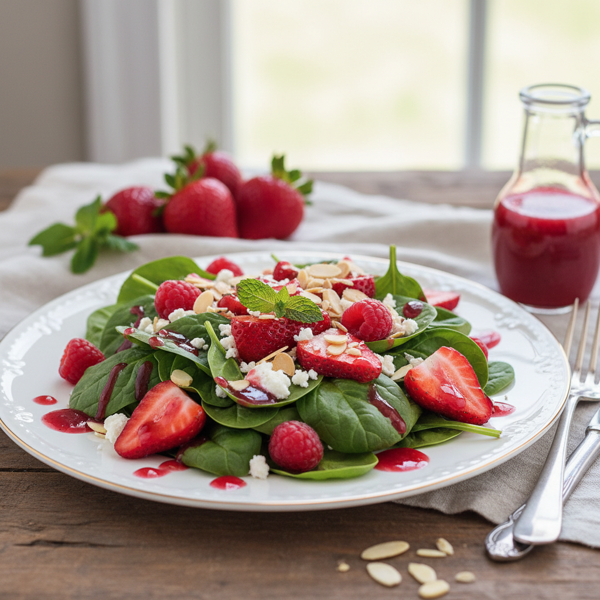 Elegant Spinach Strawberry Salad with Raspberry Vinaigrette recipe