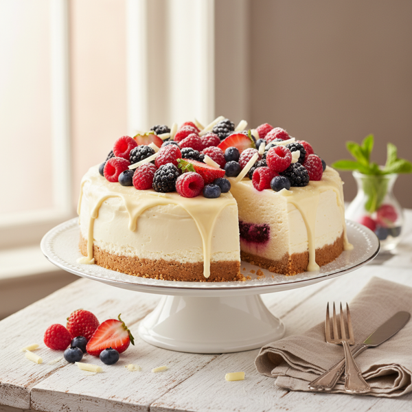 Elegant White Chocolate Berry Cheesecake recipe