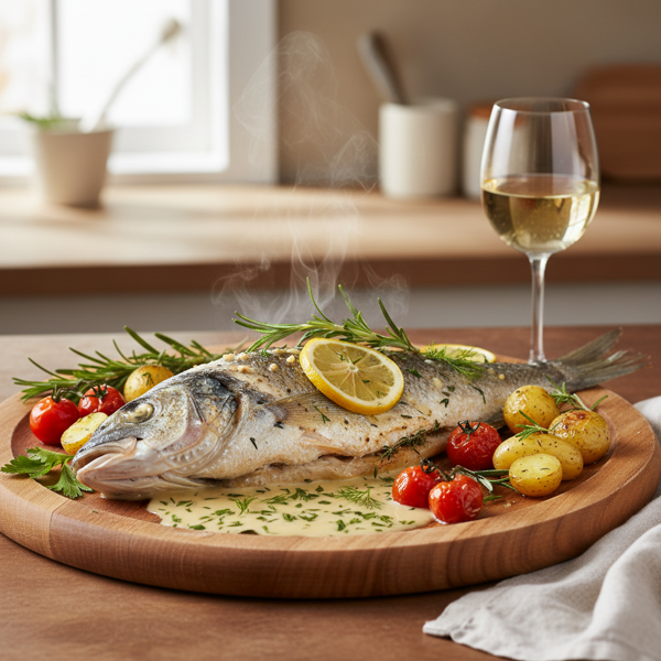Elegant White Wine Baked Fish with Fresh Herbs recipe