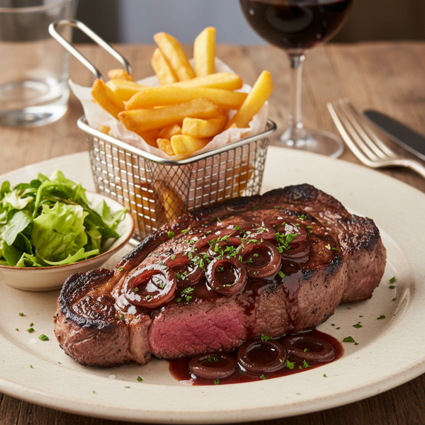 Entrecôte Bordelaise: French Steak with Red Wine Shallot Sauce recipe