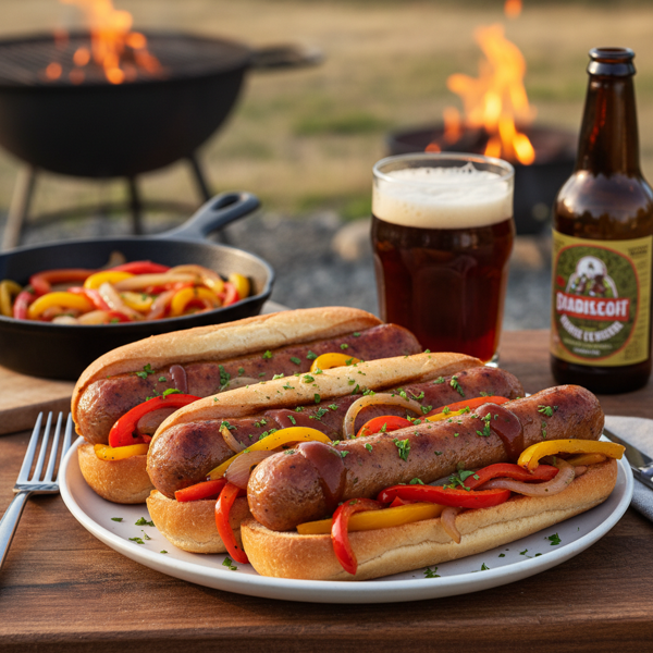 Epic Beer Brats with Sautéed Peppers and Onions recipe