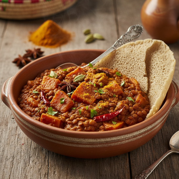 Ethiopian Spiced Lentils with Sweet Potatoes recipe