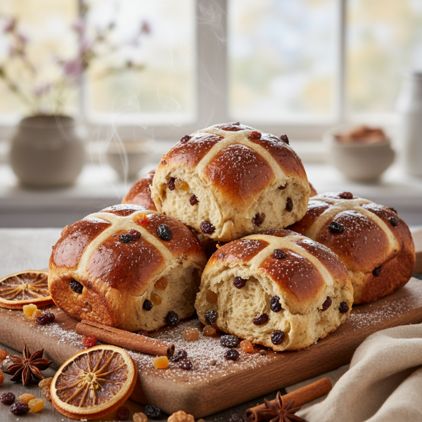 Exquisite Fruity Spiced Hot Cross Buns recipe