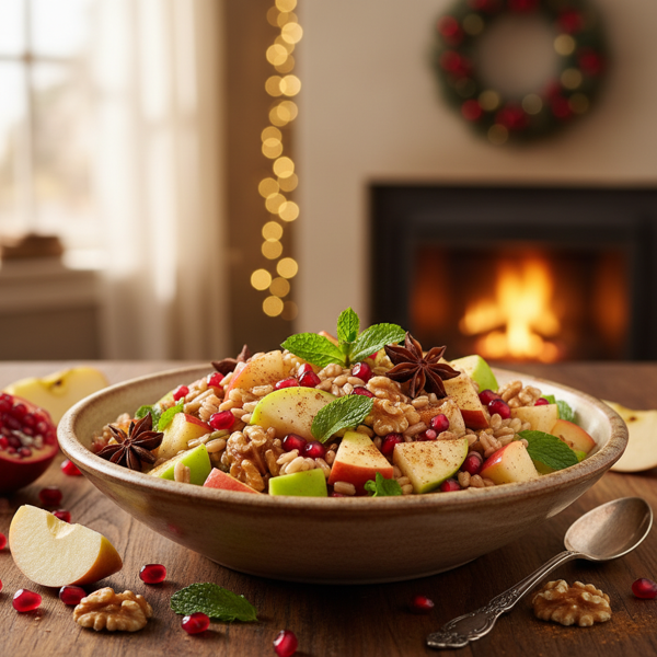 Festive Apple & Pomegranate Wheat Berry Salad recipe