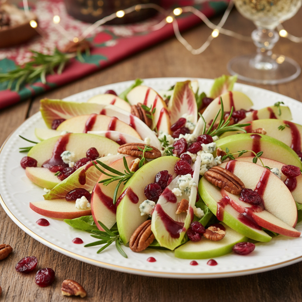Festive Belgian Endive and Apple Salad with Cranberry Mustard Vinaigrette recipe