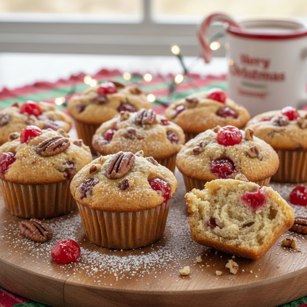 Festive Cherry-Pecan Mini Muffins recipe