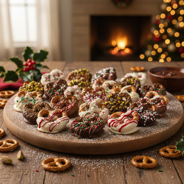 Festive Chocolate-Covered Pretzel Bites recipe