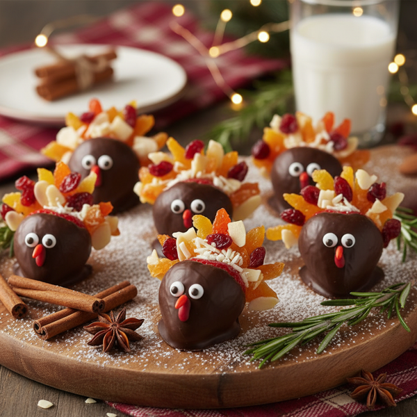 Festive Chocolate-Dipped Strawberry Turkeys recipe